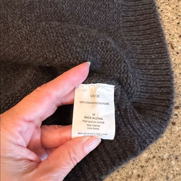 VINCE Cashmere 3/4 Sleeve One Button Cropped Cardigan - Picture 9 of 9